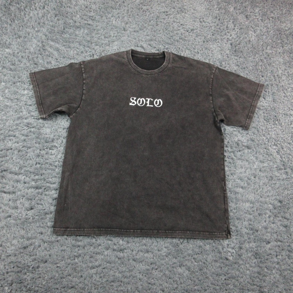 Solo Shirt Mens Large Black Angel Back Graphic T-Shirt Tee Vintage Wash NWOT